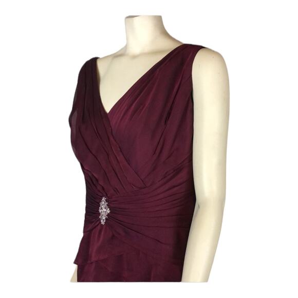 JADE BY JASMINE J9914Tiered sleevless maxi dress in cranberry size 18 - Picture 7 of 12